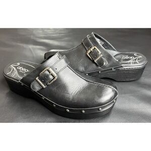 Abeo B.I.O. System Fay Black Leather Clogs Slip Resistant Nursing Shoes Women 8N